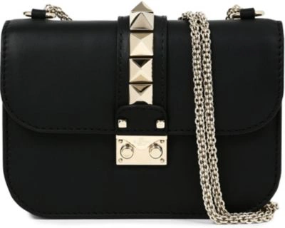 Valentino Garavani Lock Small Black Leather Shoulder Bag
