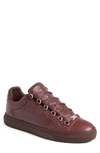 Balenciaga Men's Arena Leather Low-top Sneakers In Rouge Bourgogne Leather