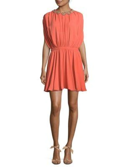 Valentino Sleeveless Blouson Dress In Coral