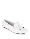 Saks Fifth Avenue Lace-up Leather Driver Shoes In White
