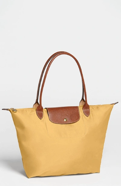Longchamp Le Pliage Large Nylon Shoulder Tote In Curry