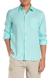 Vilebrequin Caroubie Regular Fit Linen Sport Shirt In Lagoon