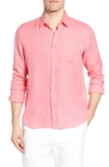 Vilebrequin Caroubis Linen Pocket Sport Shirt In Lotus Pink