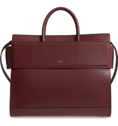 Givenchy Horizon Mini Leather Satchel Bag, Medium Brown In Oxblood Red