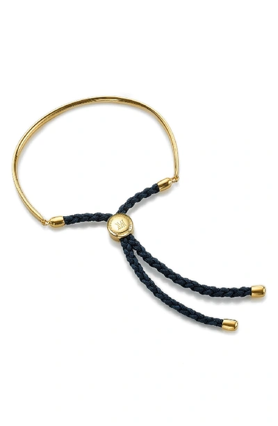 Monica Vinader Fiji Friendship Bracelet In Navy/ Yellow Gold