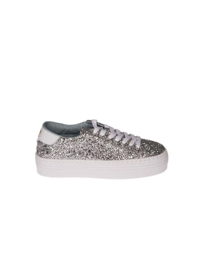 Chiara Ferragni Logomania Sneakers In Silver Glitter