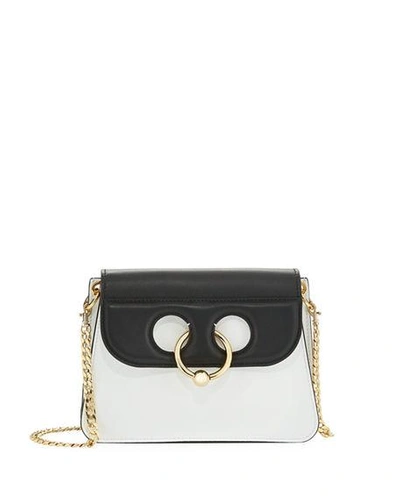 Jw Anderson Mini Pierce Calf Leather Shoulder Bag In White/black