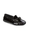 Saks Fifth Avenue Lace-up Leather Driver Shoes In Black Patent