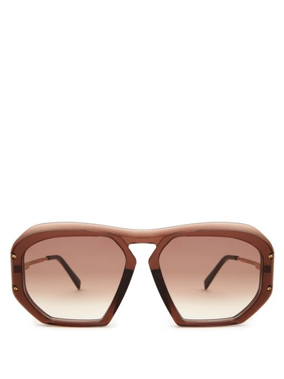 Celine Square Gradient Acetate Sunglasses In Brown