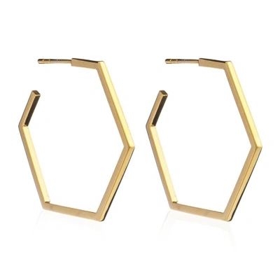Rachel Jackson London Large Hexagon Hoop Earrings Gold