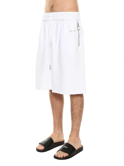 Off-white Oversized Track Shorts In Bianco