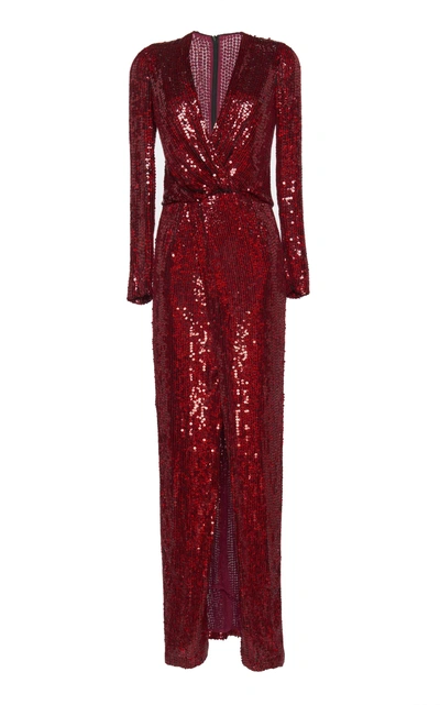 Galvan Sequined Vera Dress In Red