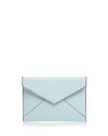 Rebecca Minkoff Leo Leather Envelope Clutch In Aquamarine/silver