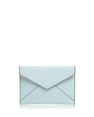 Rebecca Minkoff Leo Leather Envelope Clutch In Aquamarine/silver