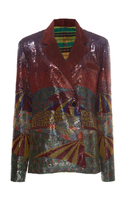 Rahul Mishra Gouden Sequin Blazer In Multi