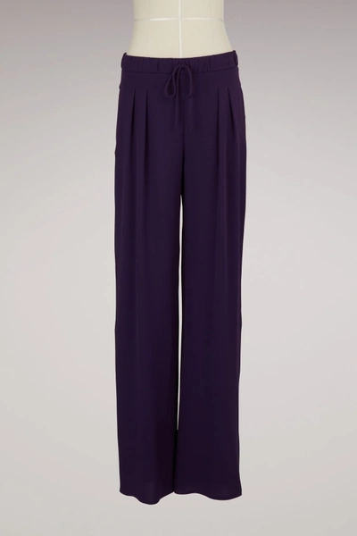 Maison Ullens Silk Crepe Pants In Dark Orchid