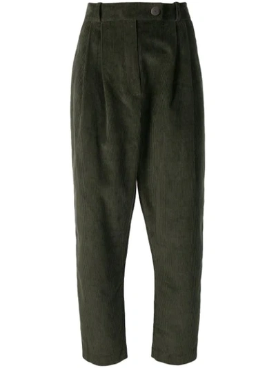 A.w.a.k.e. Tapered Leg Double Pleat Pant In Green