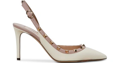 Valentino Garavani Gavarani Rockstud Slingback Pumps In Ivory