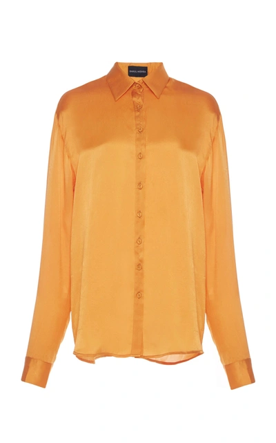 Rahul Mishra Silk Collared Blouse In Orange