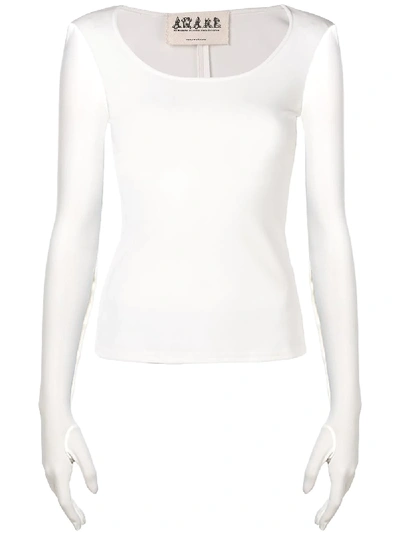 A.w.a.k.e. Scoop Neck Gloved Top In White