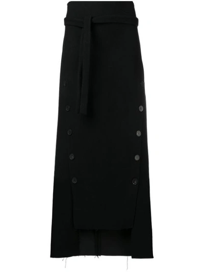 A.w.a.k.e. Double Button Wool Skirt In Black
