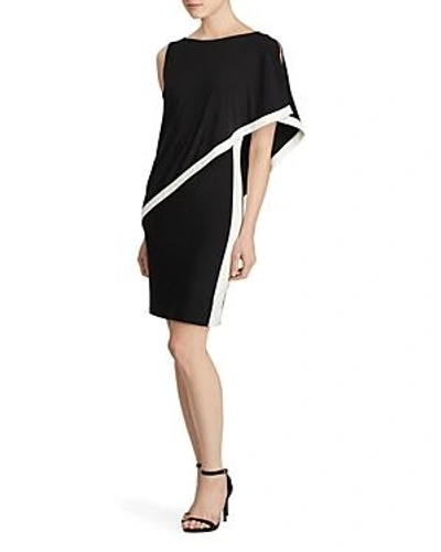 Ralph Lauren Lauren  Color-block Overlay Dress In Black/white