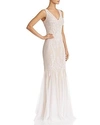 Avery G Soutache Godet Gown In Ivory/nude
