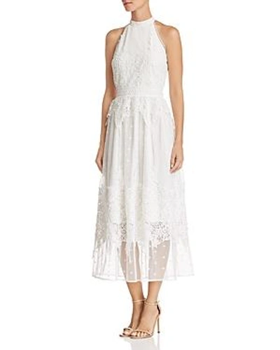 Aqua Botanical Lace Applique Midi Dress - 100% Exclusive In White