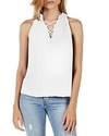 Michael Stars Embroidered Split-neck Top In White
