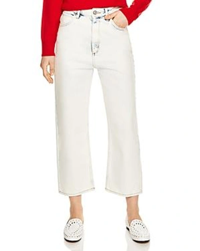 Sandro Rosine Cropped Wide-leg Acid-washed Jeans In Bleached