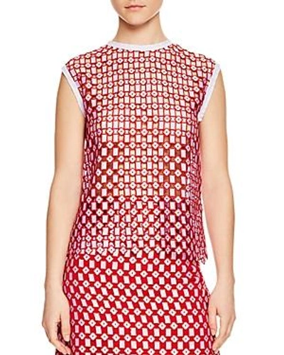 Sandro Yonna Geometric Openwork Lace Top In Red | ModeSens