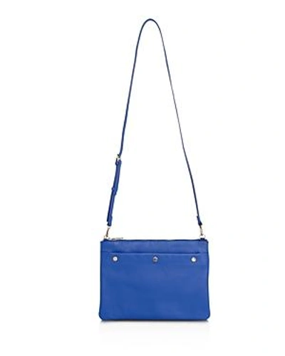 Whistles Aldgate Triple Stud Leather Crossbody In Blue/gold