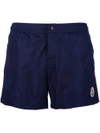 Moncler Side Stripe Swim Shorts In Blue