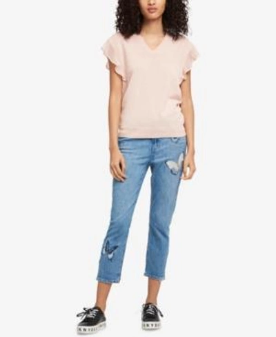 Dkny Embroidered Skinny Jeans In Indigo