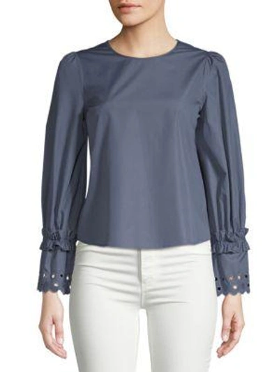 See By Chloé Long-sleeve Cotton Top In Blue Shadow