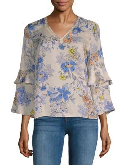 Nanette Lepore Floral Bell-sleeve Blouse In Pink Multi