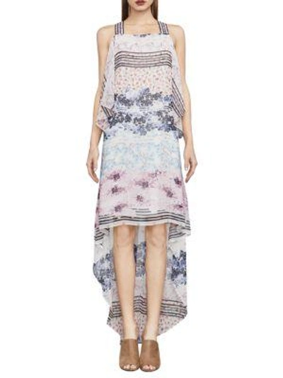 Bcbgmaxazria Aaric Floral Asymmetrical Dress In Off White Combo