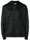 Gcds Zip-up Hooded Sweatshirt In Black