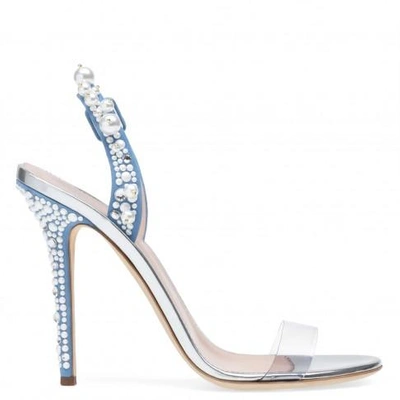 Giuseppe Zanotti - Plexi And Suede Sandal With Pearls And Crystals Eliza In Blue