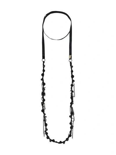 Ann Demeulemeester Long Beaded Necklace In Black