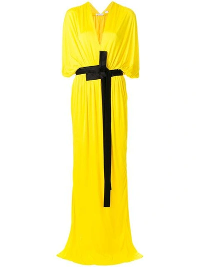 Vionnet Draped Plunge-neck Dress - Yellow