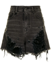 R13 Distressed Denim Shorts In Black