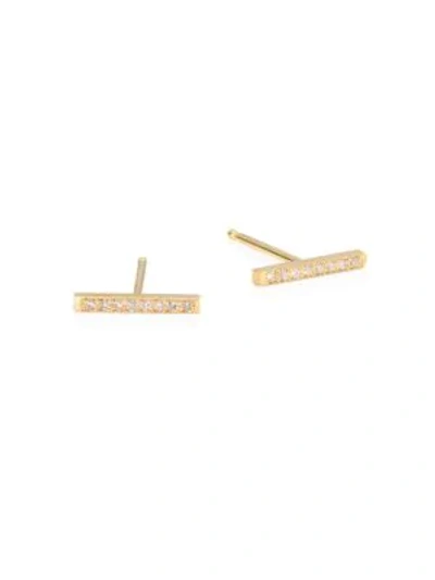 Zoë Chicco Women's Pavé Diamond 14k Gold Bar Studs In Yellow Gold