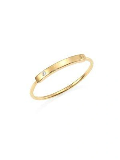 Zoë Chicco Diamond Studded 14k Gold Bar Ring In Yellow Gold