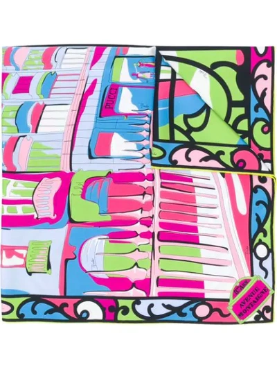 Emilio Pucci Paris-print Scarf In Pink