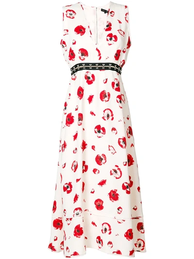 Proenza Schouler Cutout Floral-print Crepe Midi Dress In Red/white