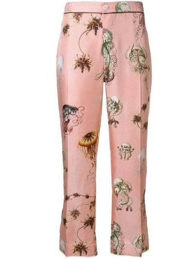 F.r.s For Restless Sleepers Jellyfish Print Cropped Trousers In Pink