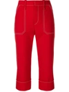 Chloé Chloe Cropped High-rise Trousers In Poppy Red