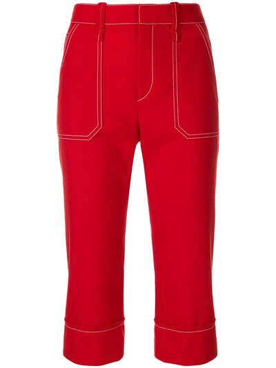 Chloé Chloe Cropped High-rise Trousers In Poppy Red