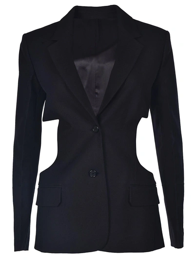 Helmut Lang Cut-out Canvas Blazer In Black